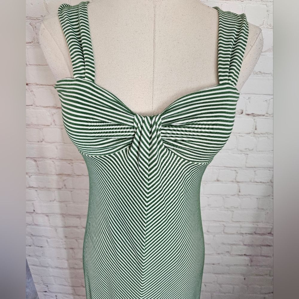 Max Studio Micro Striped Maxi Dress | Green & White | XS | EUC - Picture 9 of 10